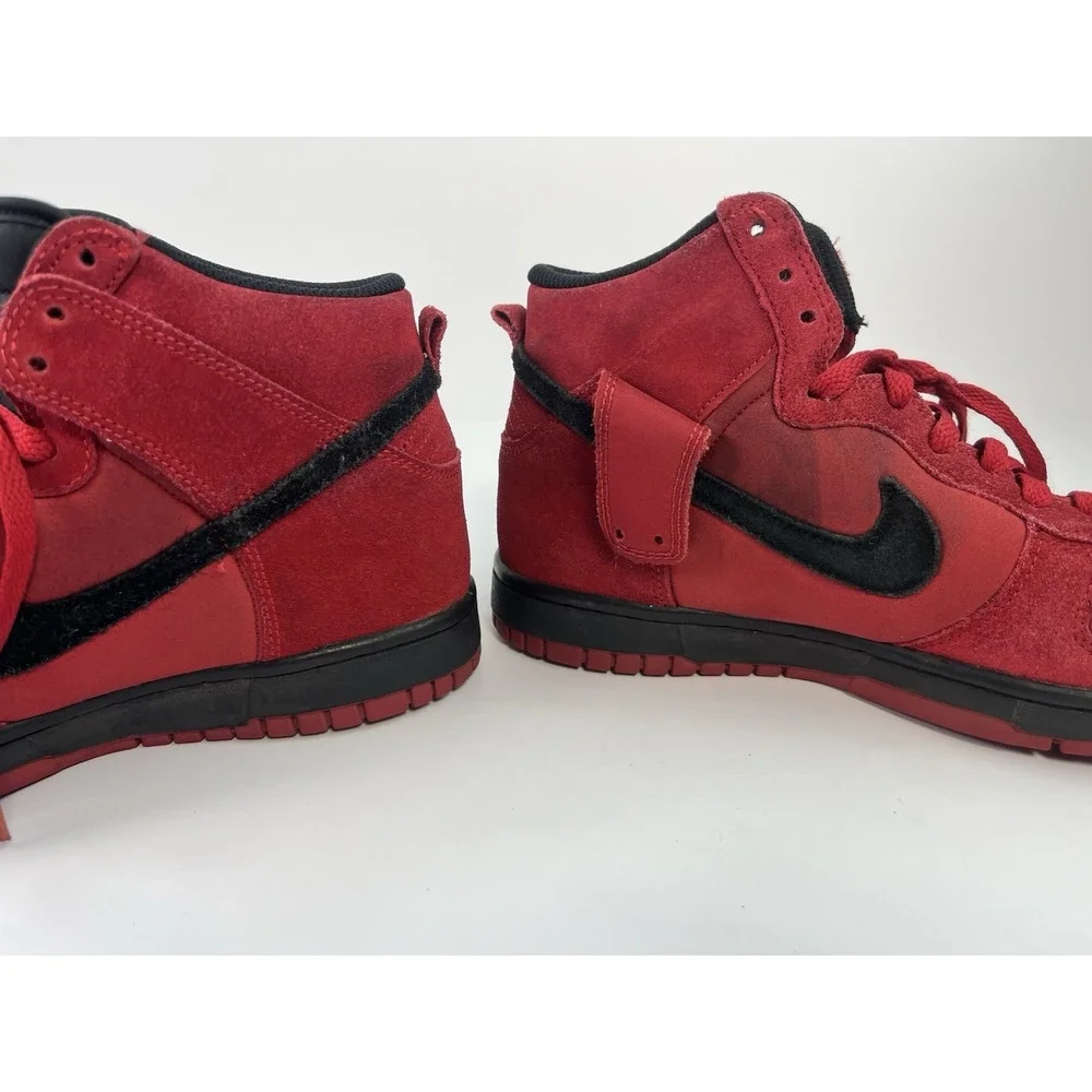 Nike Dunk High Red Suede/Black Youth Size 6Y Women's 7.5 Sneakers 308319-602